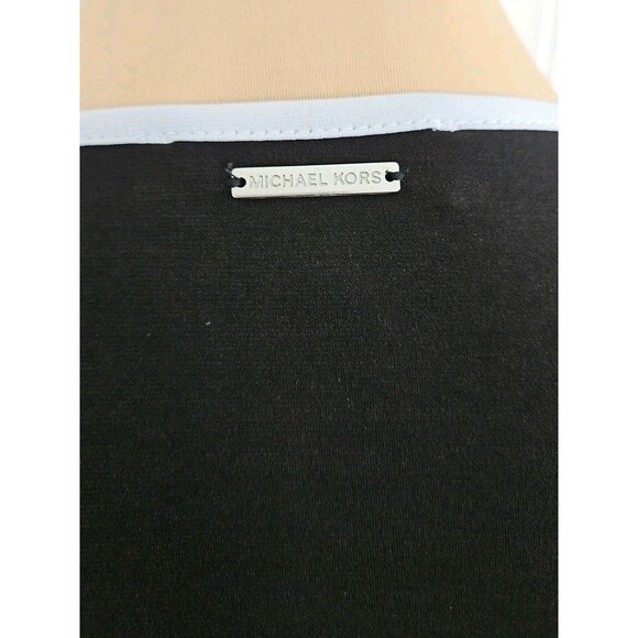 MICHAEL Michael Kors Flounce Dress Black w/ White Trim Bell Sleeves XS - Picture 5 of 9